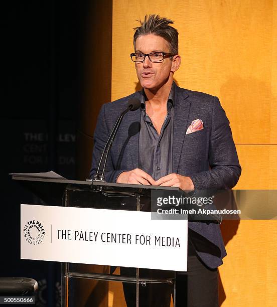 Paley Center's Rene Reyes speaks onstage during a Q&A at PaleyLive's 'The League: A Fond Farewell' at The Paley Center for Media on December 8, 2015...