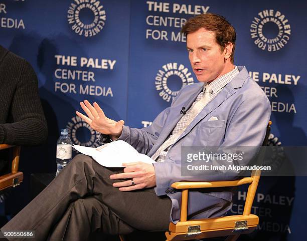 Actor Ron Huebel speaks onstage during a Q&A at PaleyLive's 'The League: A Fond Farewell' at The Paley Center for Media on December 8, 2015 in...