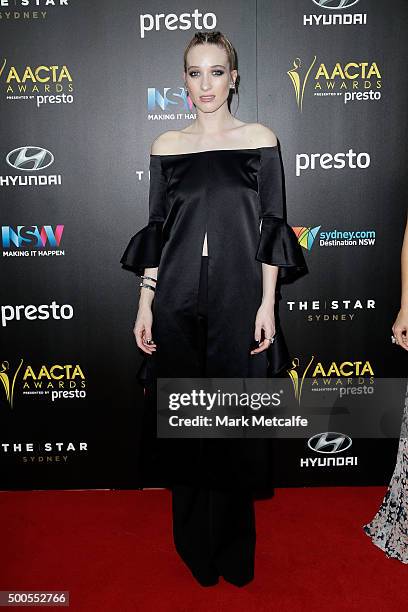 Sophie Lowe arrives ahead of the 5th AACTA Awards Presented by Presto at The Star on December 9, 2015 in Sydney, Australia.