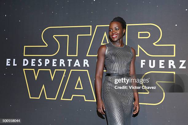Actress Lupita Nyong'o attends the "Star Wars: The Force Awakens" Mexico City premiere fan event at Cinemex Antara Polanco on December 8, 2015 in...