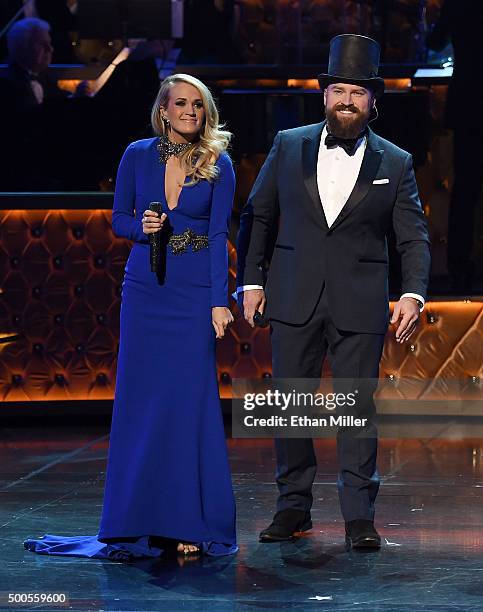 Singer Carrie Underwood and recording artist Zac Brown perform during "Sinatra 100: An All-Star GRAMMY Concert" celebrating the late Frank Sinatra's...