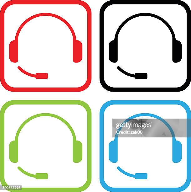vector handsfree illustration isolated on white - microphone studio shot stock illustrations