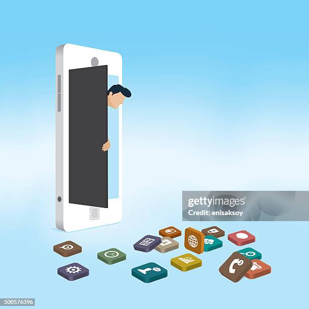 mobile application concept - digital clock stock illustrations
