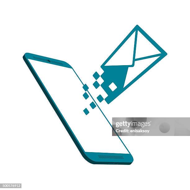 mailing with smartphone - mailing stock illustrations
