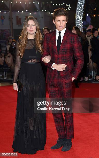 Eddie Redmayne and Hannah Bagshawe attend the UK Film Premiere of "The Danish Girl" on December 8, 2015 in London, United Kingdom.