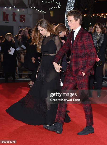 Eddie Redmayne and Hannah Bagshawe attend the UK Film Premiere of "The Danish Girl" on December 8, 2015 in London, United Kingdom.