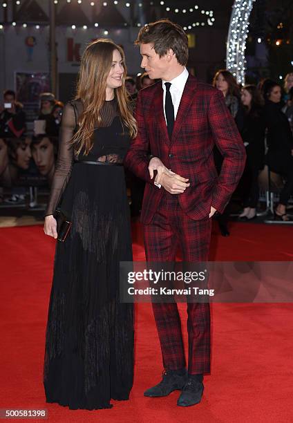 Eddie Redmayne and Hannah Bagshawe attend the UK Film Premiere of "The Danish Girl" on December 8, 2015 in London, United Kingdom.