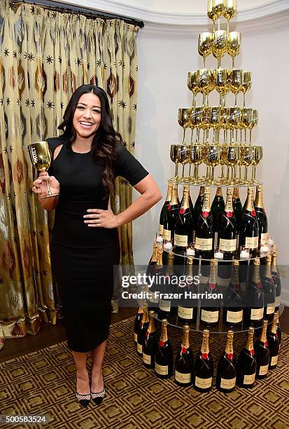 Actress Gina Rodriguez attends Moët & Chandon and 2015 Golden Globe winner Gina Rodriguez celebrate Moets 25th Anniversary at the Golden Globes with...