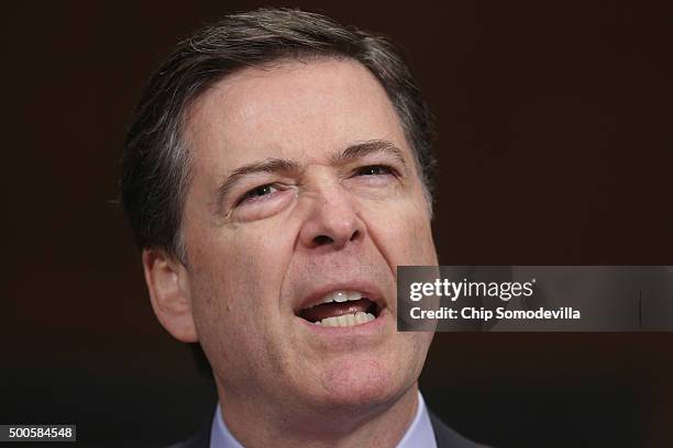 Federal Bureau of Investigation Director James Comey testifies before the Senate Judiciary Committee in the Dirksen Senate Office Building on Capitol...