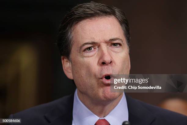 Federal Bureau of Investigation Director James Comey testifies before the Senate Judiciary Committee in the Dirksen Senate Office Building on Capitol...