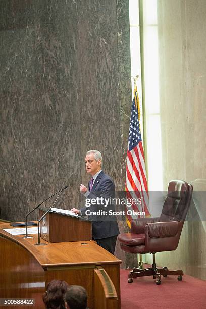 Chicago Mayor Rahm Emanuel addresses a special session of the City Council as his administration continues to come under fire as allegation of...