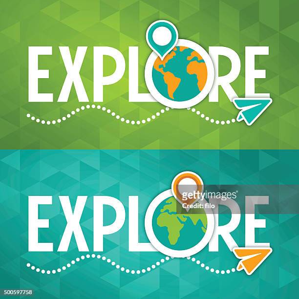 explore travel concept - travel destinations stock illustrations