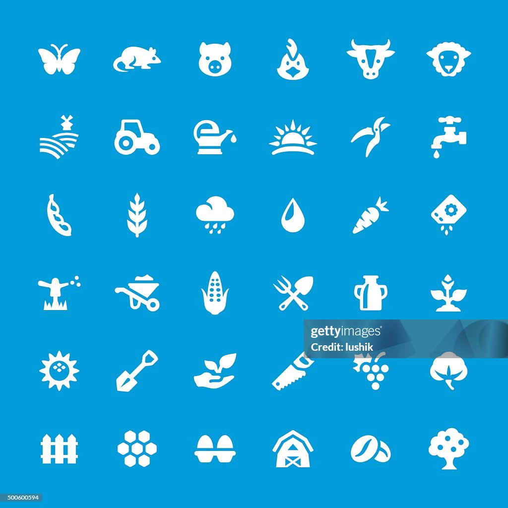 Agriculture and Farm vector icons set