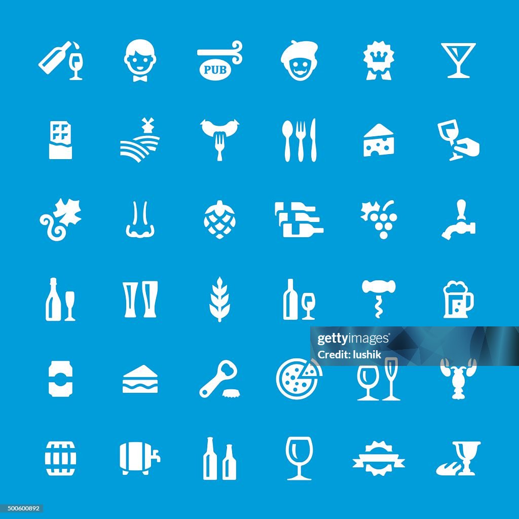 Bar and Cafe vector icons set