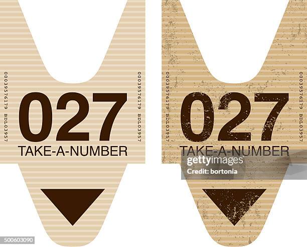 old fashioned take a number ticket stub icon - waiting 幅插畫檔、美工圖案、卡通及圖標