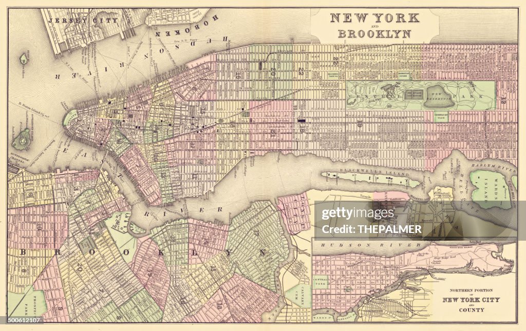 Map of new york city 1886