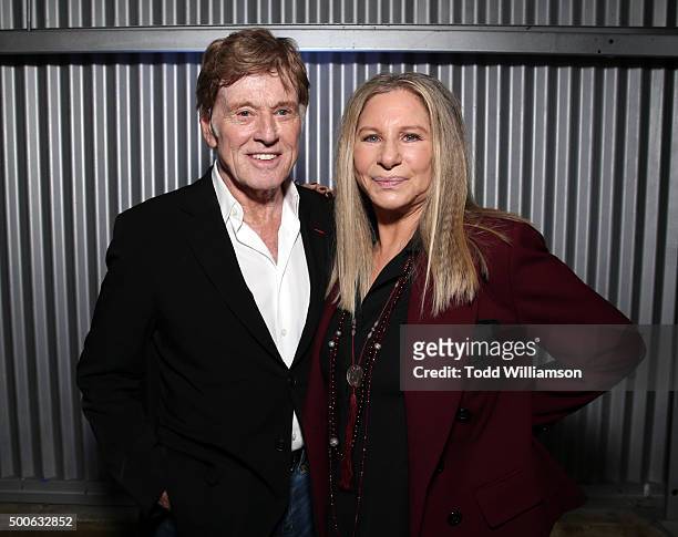 Actor Robert Redford and honoree Barbra Streisand attend the 24th annual Women in Entertainment Breakfast hosted by The Hollywood Reporter at Milk...
