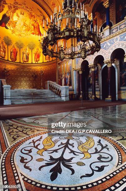 The throne room in Neuschwanstein castle, 1869-1886, built by King Ludwig II of Bavaria, near Fussen, Bavaria, Germany, 19th century.