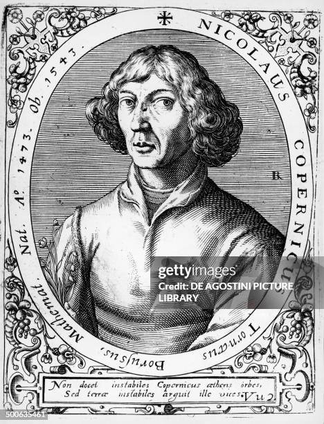 Portrait of Mikolaj Kopernik known as Nicolaus Copernicus , Polish astronomer, engraving.