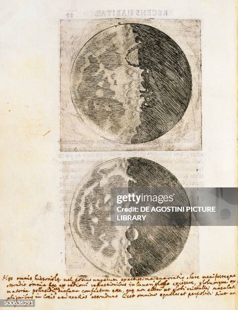 Sidereus Nuncius with drawings of the phases and surface of the Moon manuscript by Galileo Galilei . Venice, annotation 110, C2, v 10. Florence,...