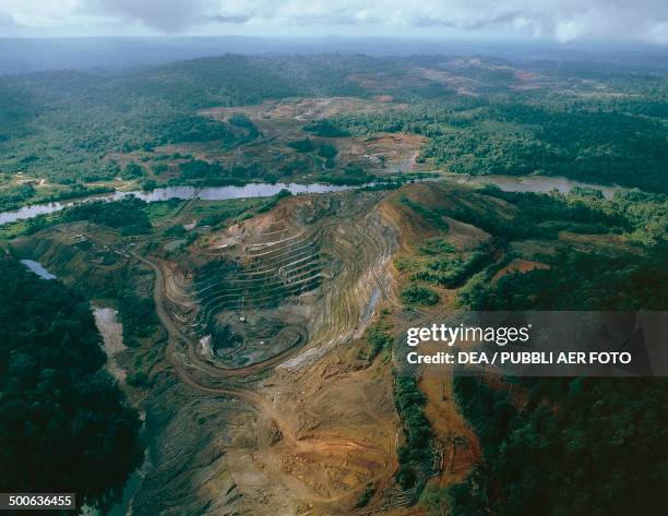Aerial view of a manganese mine, Serra do Navio, north of Macapa, State of Amapa, Brazil.