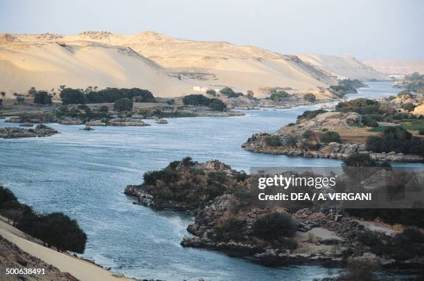 The Nile river in Nubianella, upstream of the first waterfall at Aswan, Nubia, Egypt.