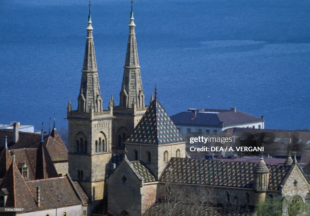 Bell towers of the Collegiate Church of Neuchatel