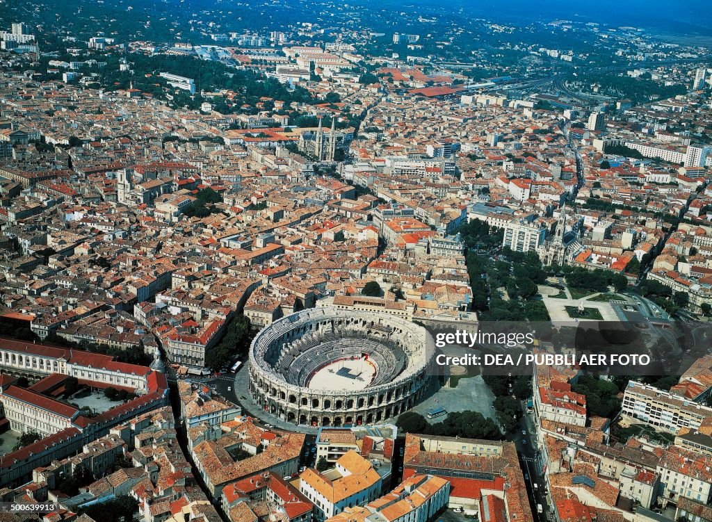 Aerial view of the Roman amphitheatre...