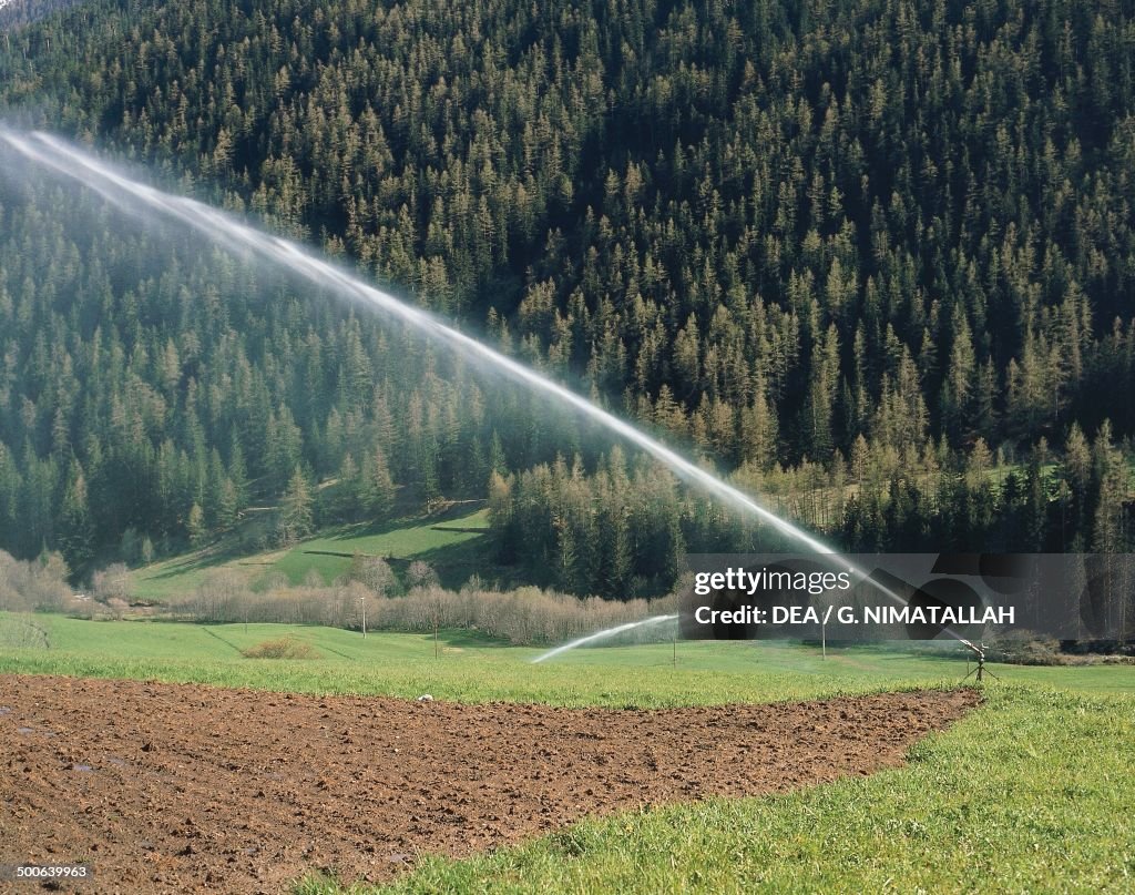 Agricultural landscape with irrigation...