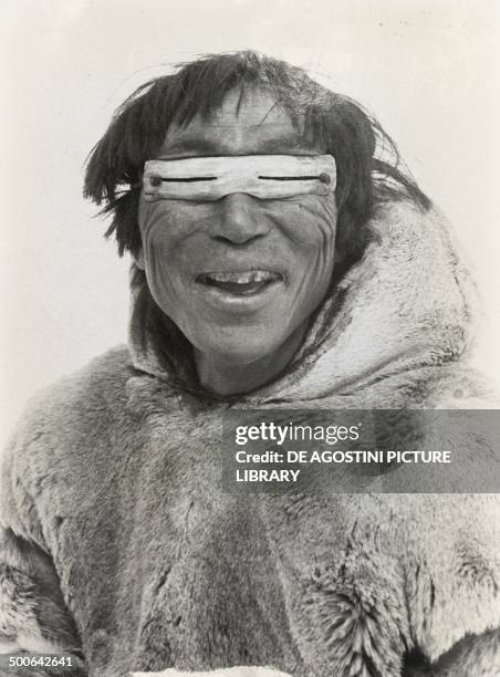 Inuit with snow goggles, 20th century. Yellowknife, Prince Of Wales Northern Heritage Centre