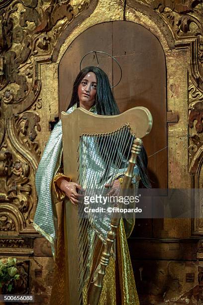 saint cecilia in oaxaca cathedral - st cecilia stock-fotos und bilder