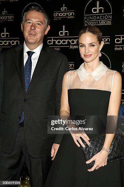 Genoveva Casanova and Jose Maria Michavila attend the charity "Chocron Calendar" presentation at the Neptuno Palace on December 9, 2015 in Madrid,...