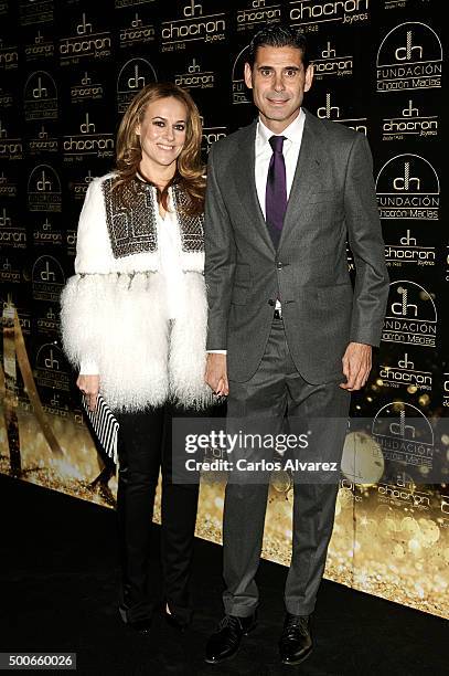 Fernando Hierro and wife attend the charity "Chocron Calendar" presentation at the Neptuno Palace on December 9, 2015 in Madrid, Spain.