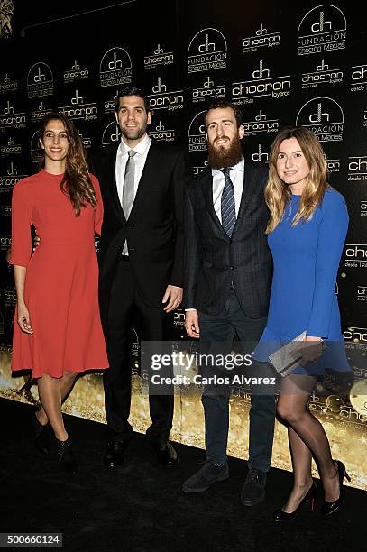 Kirenia Cabrera, Felipe Reyes, Sergio Rodriguez and Ana Bernal attend the charity "Chocron Calendar" presentation at the Neptuno Palace on December...