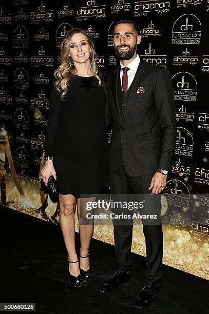 Alvaro Arbeloa and wife Carlota Ruiz attend the charity "Chocron Calendar" presentation at the Neptuno Palace on December 9, 2015 in Madrid, Spain.