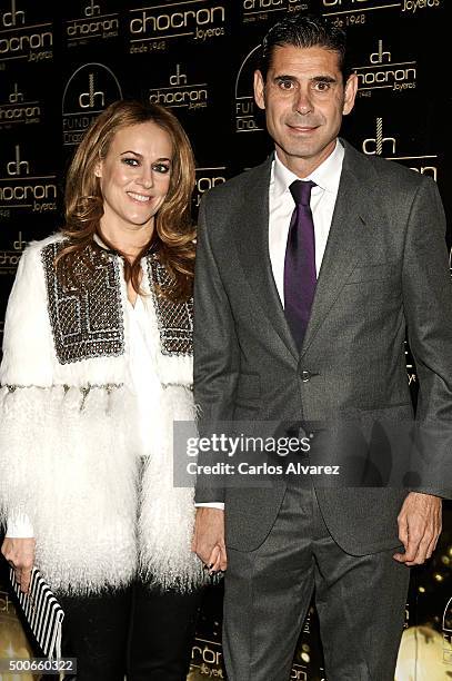 Fernando Hierro and wife attend the charity "Chocron Calendar" presentation at the Neptuno Palace on December 9, 2015 in Madrid, Spain.