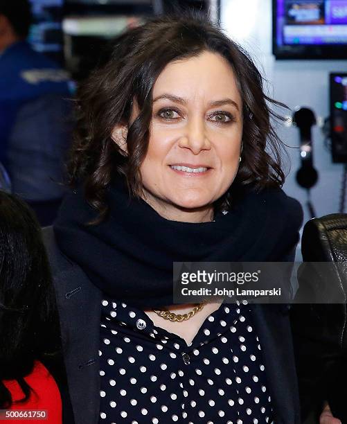 Sara Gilbert of CBS' "The Talk" ring the closing bell at the New York Stock Exchange on December 9, 2015 in New York City.