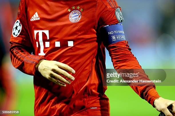 Muenchen`s team captains armband during the UEFA Champions League Group F match between GNK Dinamo Zagreb and FC Bayern Muenchen at Maksimir Stadium...