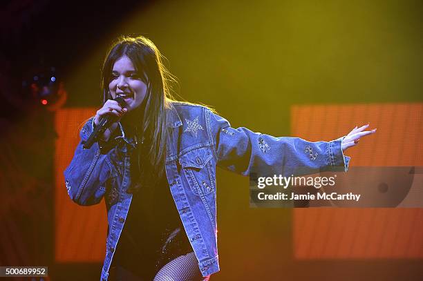 Hailee Steinfeld performs onstage during Q102's Jingle Ball 2015 presented by Capital One at Wells Fargo Center on December 9, 2015 in Philadelphia,...