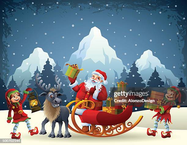 preparing for christmas - santa stock illustrations