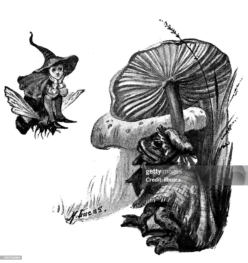 Antique illustration of children fable book