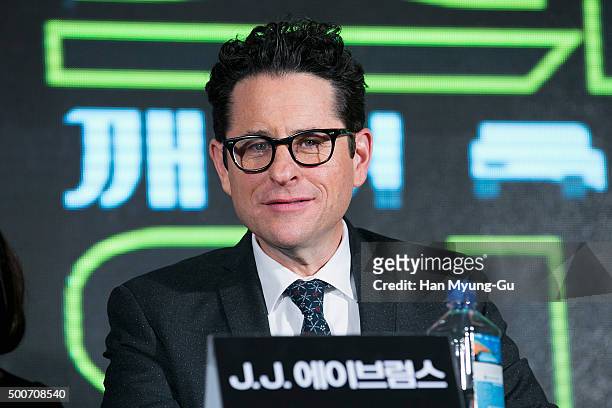 Director J.J. Abrams attends the press conference for 'Star Wars: The Force Awakens' at the Conrad Hotel on December 9, 2015 in Seoul, South Korea....