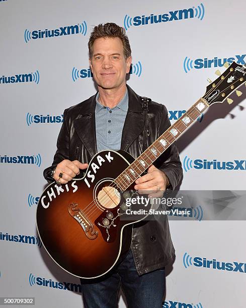 Musician Chris Isaak visis SiriusXM Studios on December 9, 2015 in New York City.