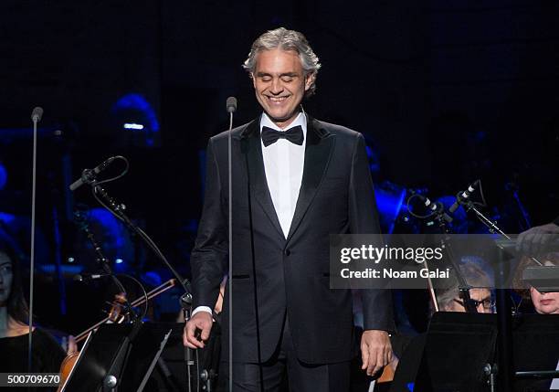 Andrea Bocelli performs in concert at Madison Square Garden on December 9, 2015 in New York City.