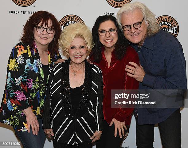 Cheryl White, Sharon White of The Whites, Country and Rock N Roll Hall of Fame member Brenda Lee and Ricky Skaggs backstage at The Country Music Hall...