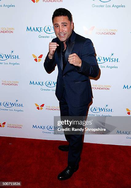 Oscar De La Hoya arrives at Make-A-Wish Greater Los Angeles honors Oscar De La Hoya, Michael Rosenfeld and Tom Mone at its annual Wishing Well Winter...