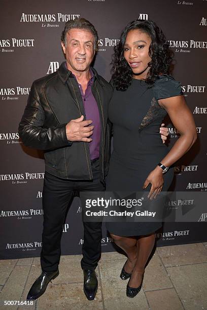 Actor Sylvester Stallone and professional tennis player Serena Williams attend the Opening of Audemars Piguet Rodeo Drive at Audemars Piguet on...