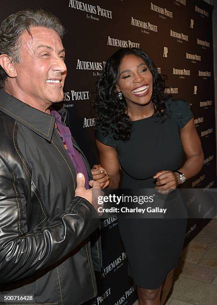 Actor Sylvester Stallone and professional tennis player Serena Williams attend the Opening of Audemars Piguet Rodeo Drive at Audemars Piguet on...