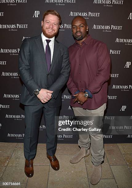 President of Westime Greg Simonian and Corey Gamble attend the Opening of Audemars Piguet Rodeo Drive at Audemars Piguet on December 9, 2015 in...