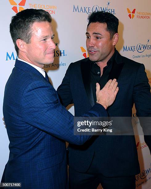 Personality Billy Bush and Fighter Oscar De La Hoya attend the Make-A-Wish Greater Los Angeles Annual Wishing Well Winter Gala at the Beverly...